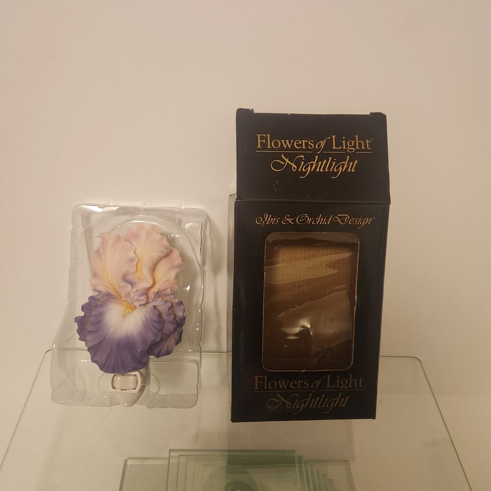 NIB Tested Works "Flowers of Light" Iris Nightlight